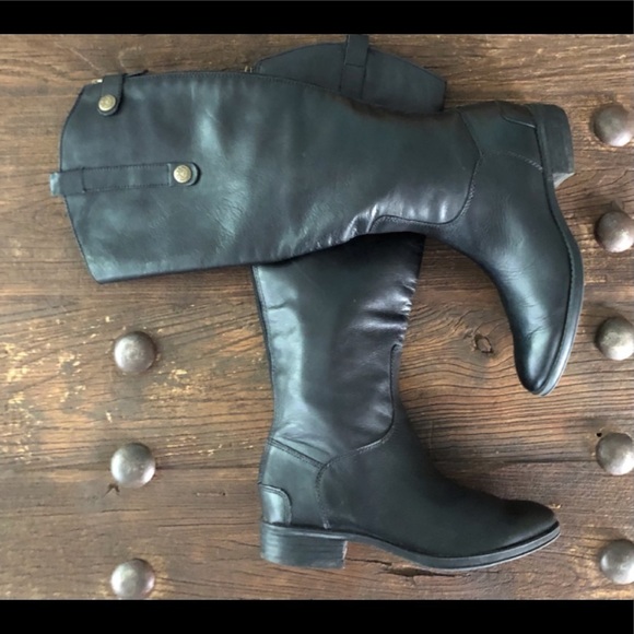 Sam Edelman Penny Black Leather Tall Riding Boots - Picture 11 of 17